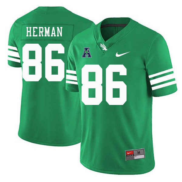 #86 Darson Herman North Texas Mean Green College Football Jerseys Stitched-Green